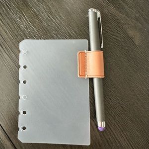 Divider with Genuine Leather Pen Clip Cowhide Pen Holder/ Daily Planner Divider